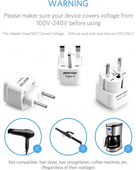 BESTEK 8-Pack Travel Adapter Plug Converter 